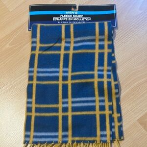 Men's Fleece Scarf - Blue and Yellow Plaid